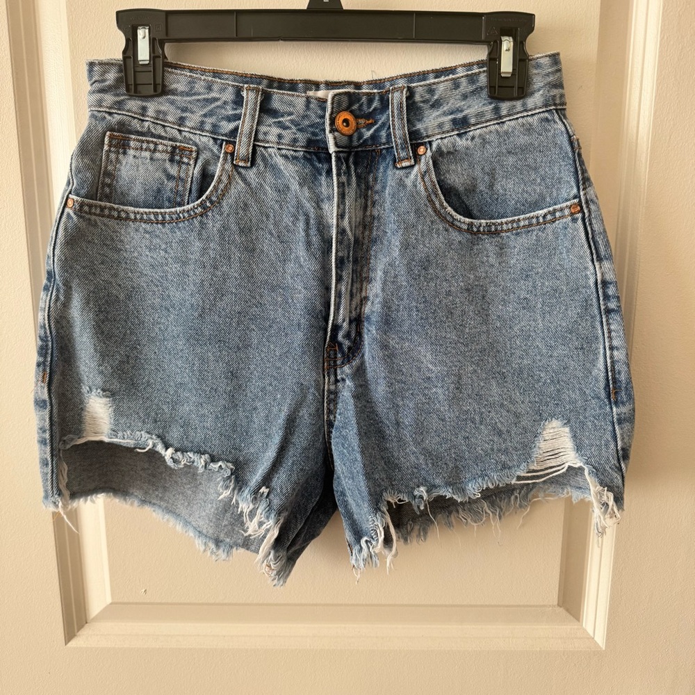 High Rise Ripped Jean Shorts